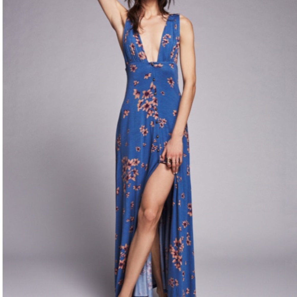 Floral Plunge Maxi DRESS Buttondown Other Days NEW - Picture 2 of 4